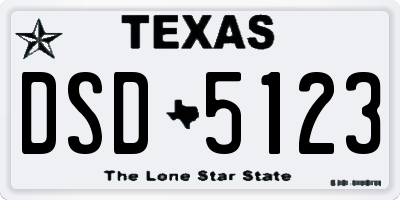 TX license plate DSD5123