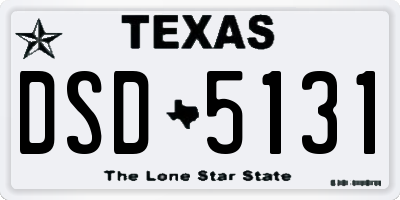 TX license plate DSD5131