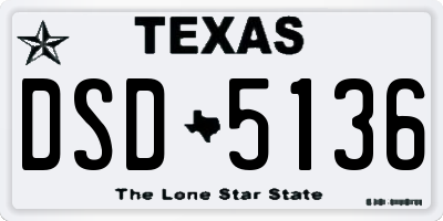 TX license plate DSD5136