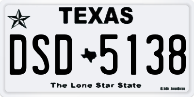 TX license plate DSD5138