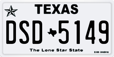 TX license plate DSD5149