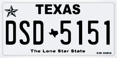 TX license plate DSD5151