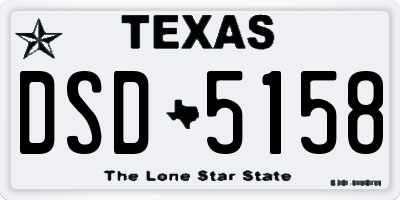 TX license plate DSD5158