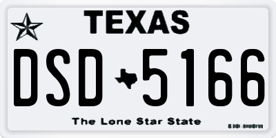 TX license plate DSD5166