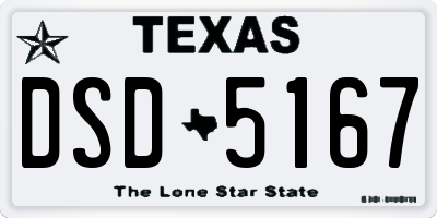 TX license plate DSD5167