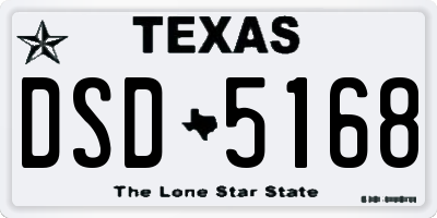 TX license plate DSD5168