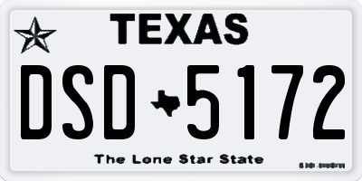 TX license plate DSD5172