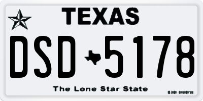 TX license plate DSD5178