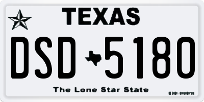 TX license plate DSD5180