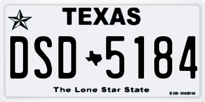 TX license plate DSD5184