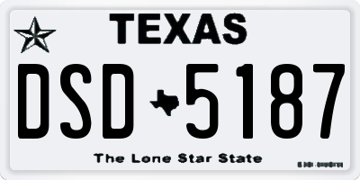 TX license plate DSD5187