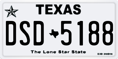 TX license plate DSD5188