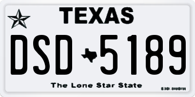 TX license plate DSD5189