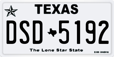 TX license plate DSD5192