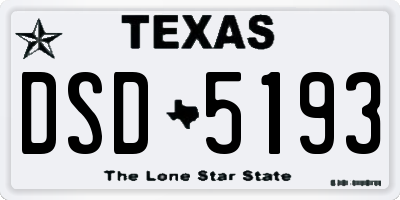 TX license plate DSD5193