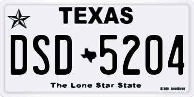 TX license plate DSD5204