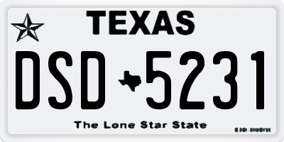 TX license plate DSD5231