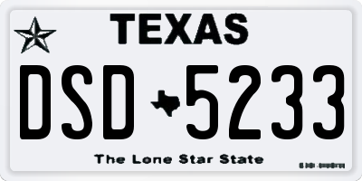 TX license plate DSD5233