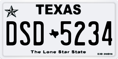 TX license plate DSD5234