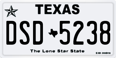 TX license plate DSD5238