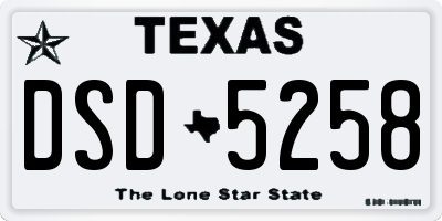 TX license plate DSD5258