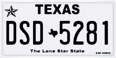 TX license plate DSD5281