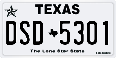 TX license plate DSD5301