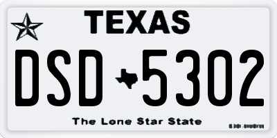 TX license plate DSD5302