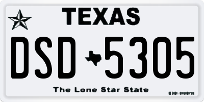 TX license plate DSD5305