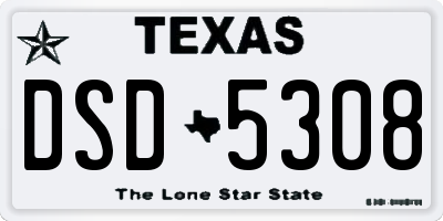 TX license plate DSD5308