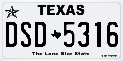 TX license plate DSD5316