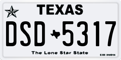 TX license plate DSD5317