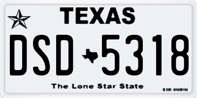 TX license plate DSD5318