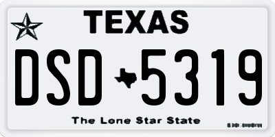 TX license plate DSD5319