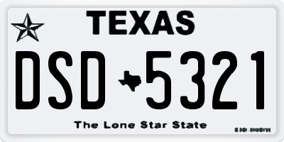 TX license plate DSD5321