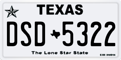 TX license plate DSD5322