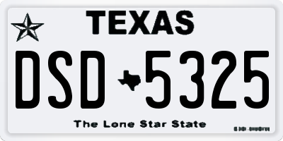 TX license plate DSD5325