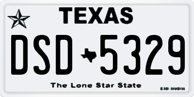 TX license plate DSD5329