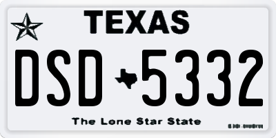 TX license plate DSD5332