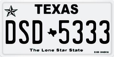 TX license plate DSD5333