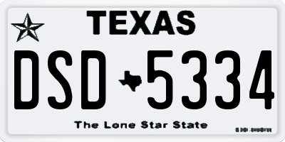 TX license plate DSD5334