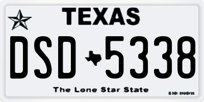 TX license plate DSD5338