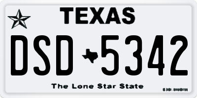 TX license plate DSD5342