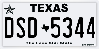 TX license plate DSD5344