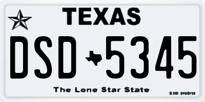 TX license plate DSD5345