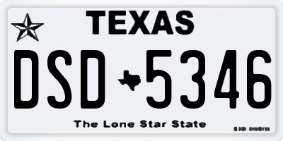 TX license plate DSD5346