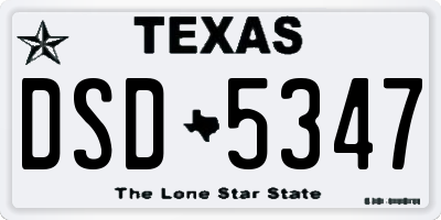 TX license plate DSD5347