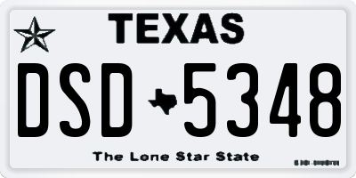 TX license plate DSD5348