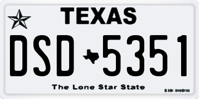 TX license plate DSD5351