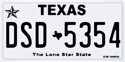 TX license plate DSD5354